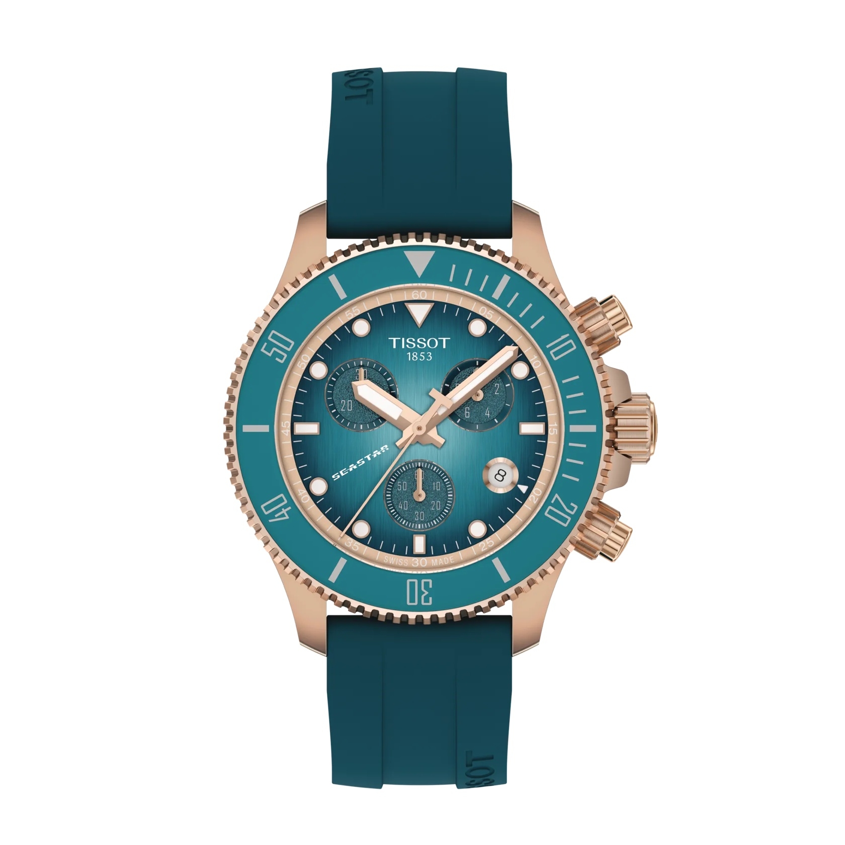 Tissot T120.217.37.041.00 : Seastar 1000 Quartz Chronograph Rose Gold / Turquoise