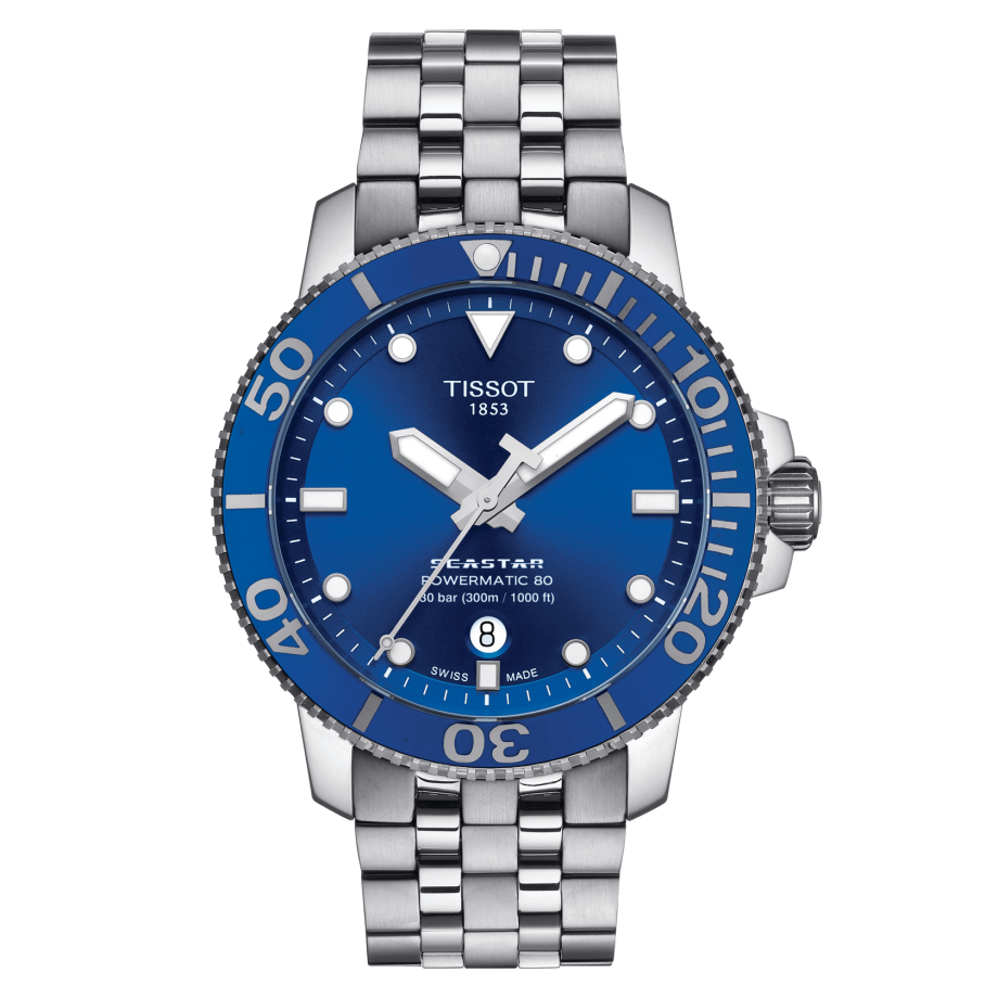 Tissot T120.407.11.041.00 : Seastar 1000 Powermatic 80 43 Stainless Steel / Blue / Bracelet