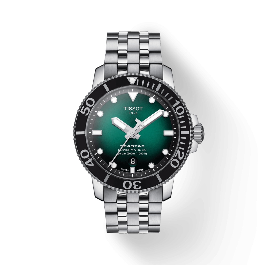 Tissot T120.407.11.091.01 : Seastar 1000 Powermatic 80 43 Stainless Steel / Green Gradient / Bracelet
