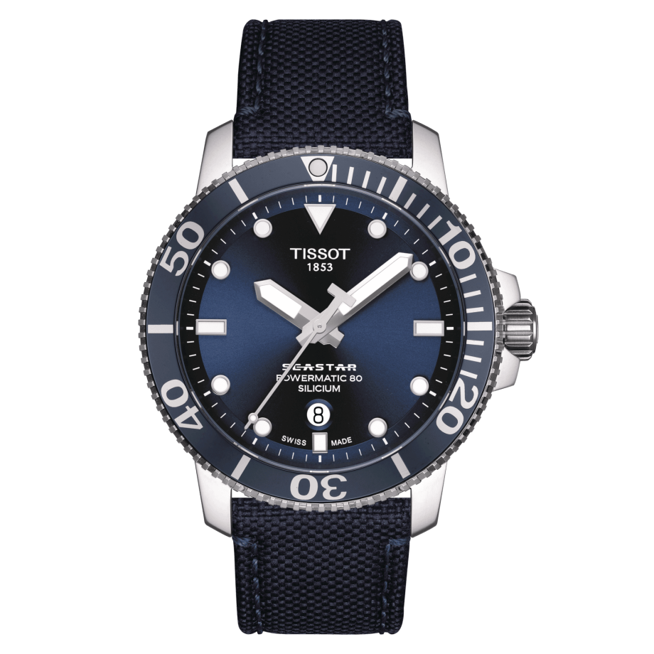 Tissot T120.407.17.041.01 : Seastar 1000 Powermatic 80 Silicium 43 Stainless Steel / Blue / Fabric
