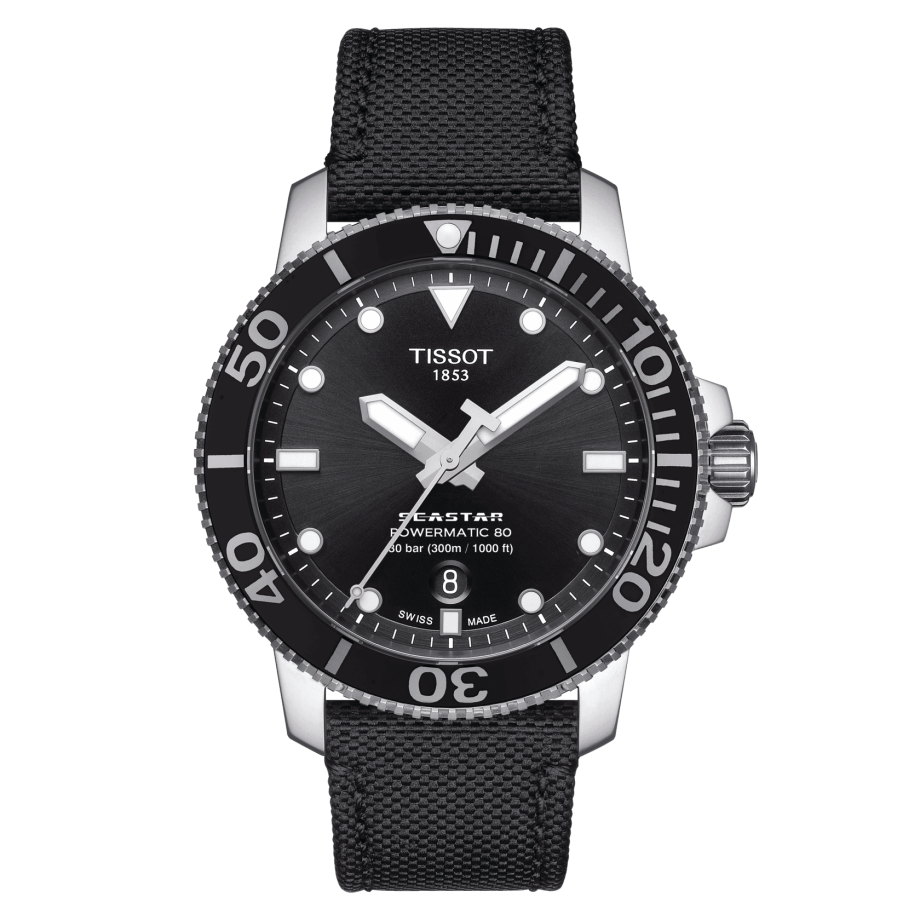 Tissot T120.407.17.051.00 : Seastar 1000 Powermatic 80 43 Stainless Steel / Black / Fabric