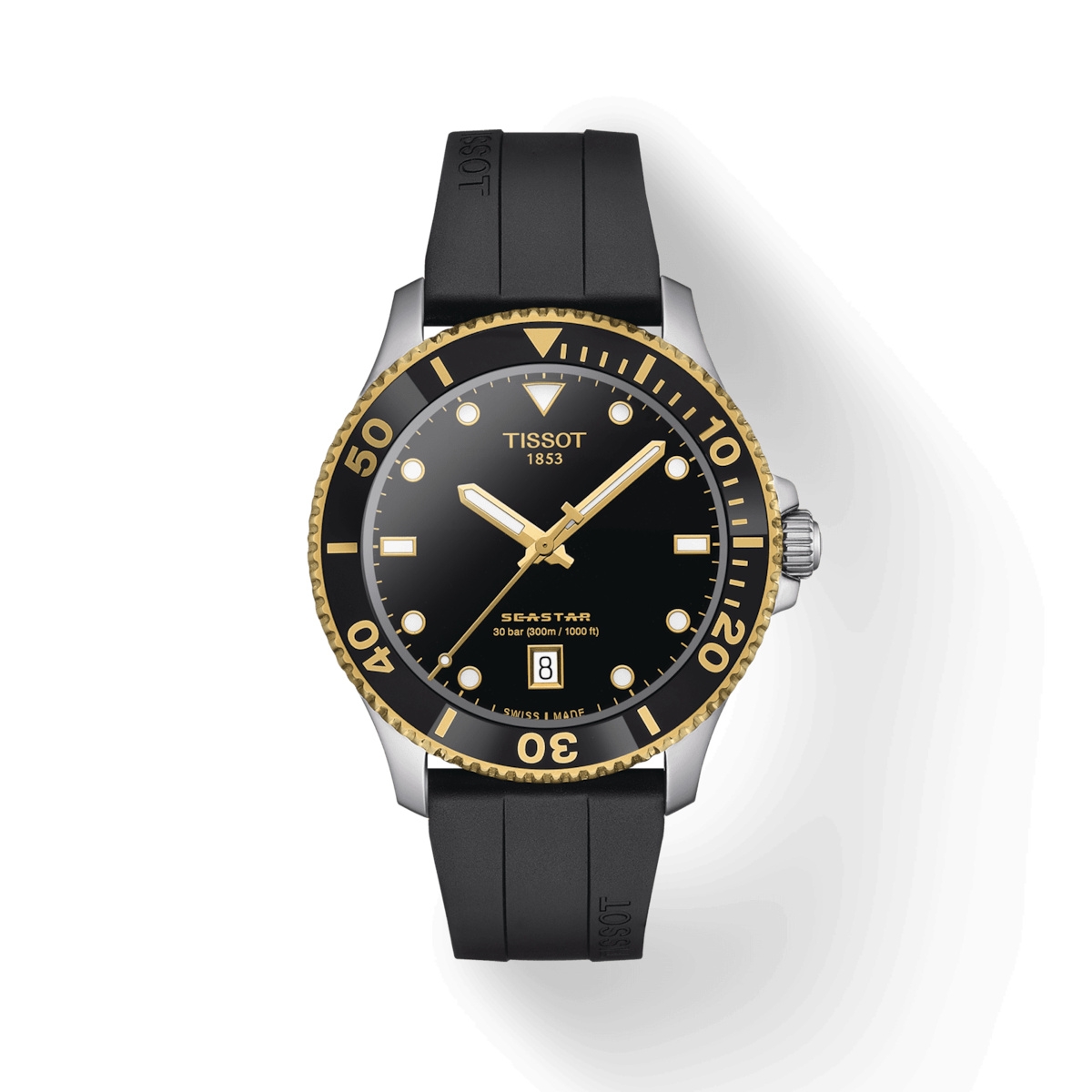 Tissot T120.410.27.051.00 : Seastar 1000 Quartz 40 Stainless Steel - Yellow Gold / Black / Rubber