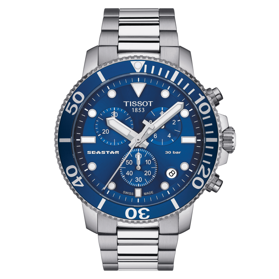 Tissot T120.417.11.041.00 : Seastar 1000 Chronograph Quartz 45.5 Stainless Steel / Blue / Bracelet