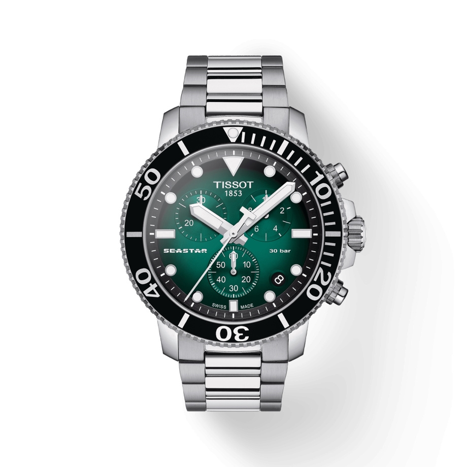 Tissot T120.417.11.091.01 : Seastar 1000 Chronograph Quartz 45.5 Stainless Steel / Green Gradient / Bracelet