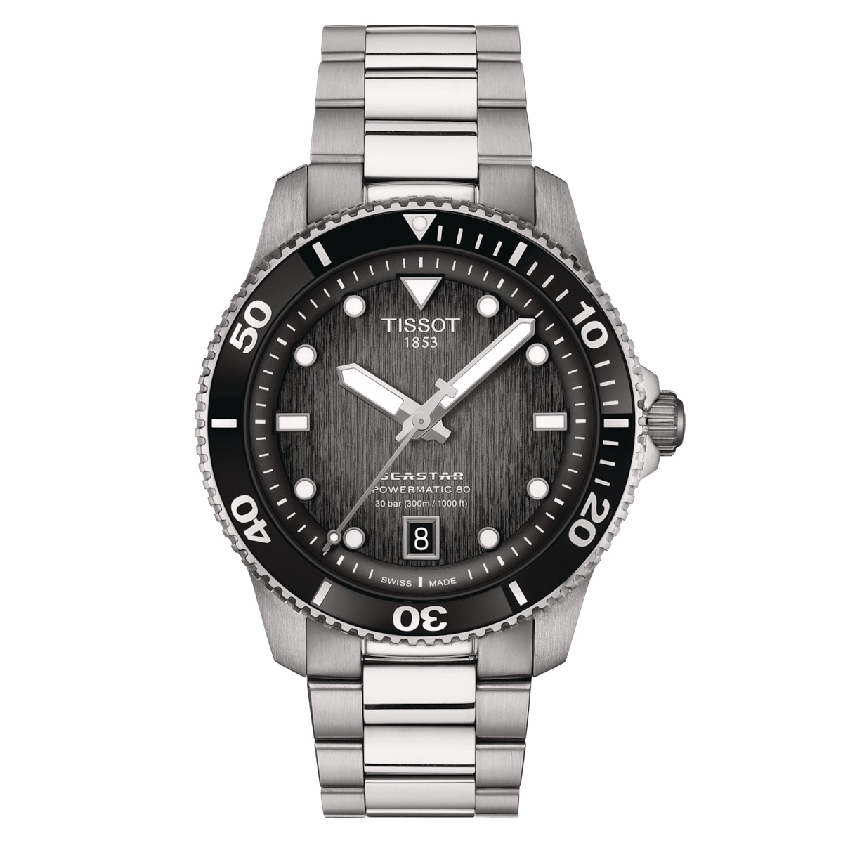 Tissot T120.807.11.051.00 : Seastar 1000 Powermatic 80 40 Stainless Steel / Grey / Bracelet