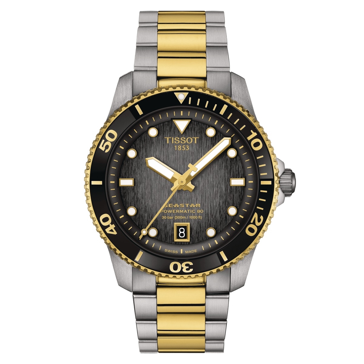 Tissot T120.807.22.051.00 : Seastar 1000 Powermatic 80 40 Stainless Steel - Yellow Gold / Grey / Bracelet