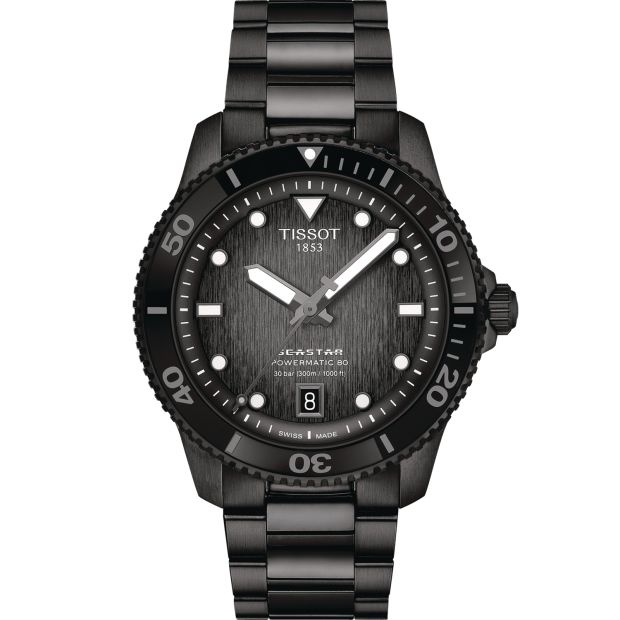 Tissot T120.807.33.051.00 : Seastar 1000 Powermatic 80 40 PVD / Grey / Bracelet