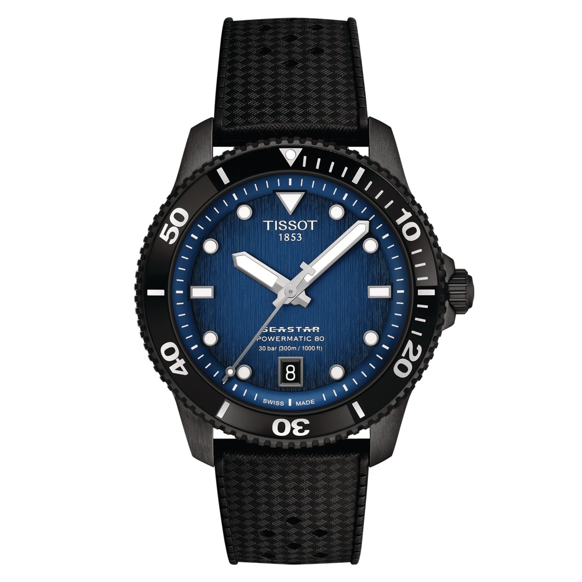 Tissot T120.807.37.041.00 : Seastar 1000 Powermatic 80 40 PVD / Blue / Rubber