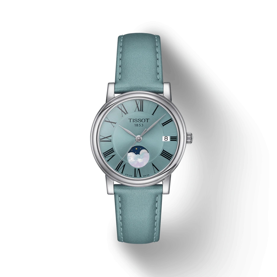 Tissot T122.223.16.353.00 : Carson Premium Lady Moonphase Stainless Steel / Blue