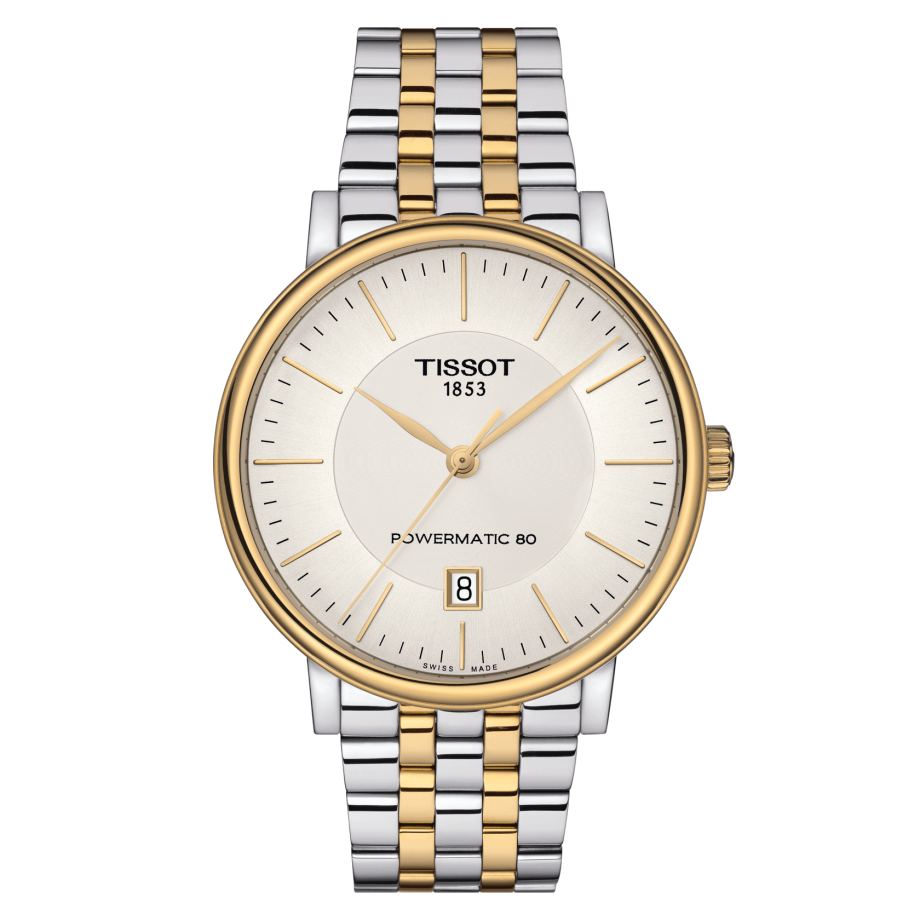 Tissot T122.407.22.031.00 : Carson Premium Powermatic 80 Stainless Steel - Yellow Gold / Silver / Bracelet
