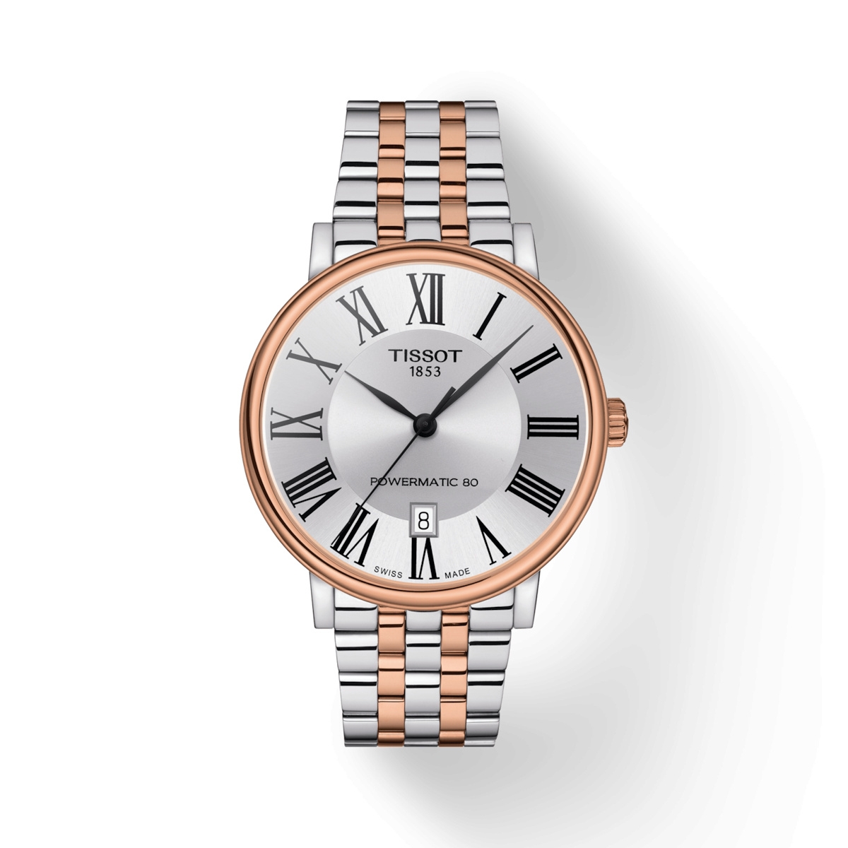Tissot T122.407.22.033.00 : Carson Premium Powermatic 80 Stainless Steel / Rose Gold PVD / Silver / Bracelet