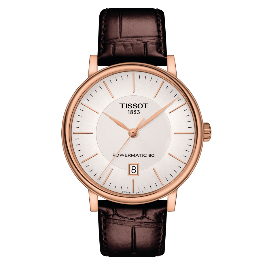 Tissot T122.407.36.031.00 : Carson Premium Powermatic 80 Rose Gold PVD / Silver / Strap