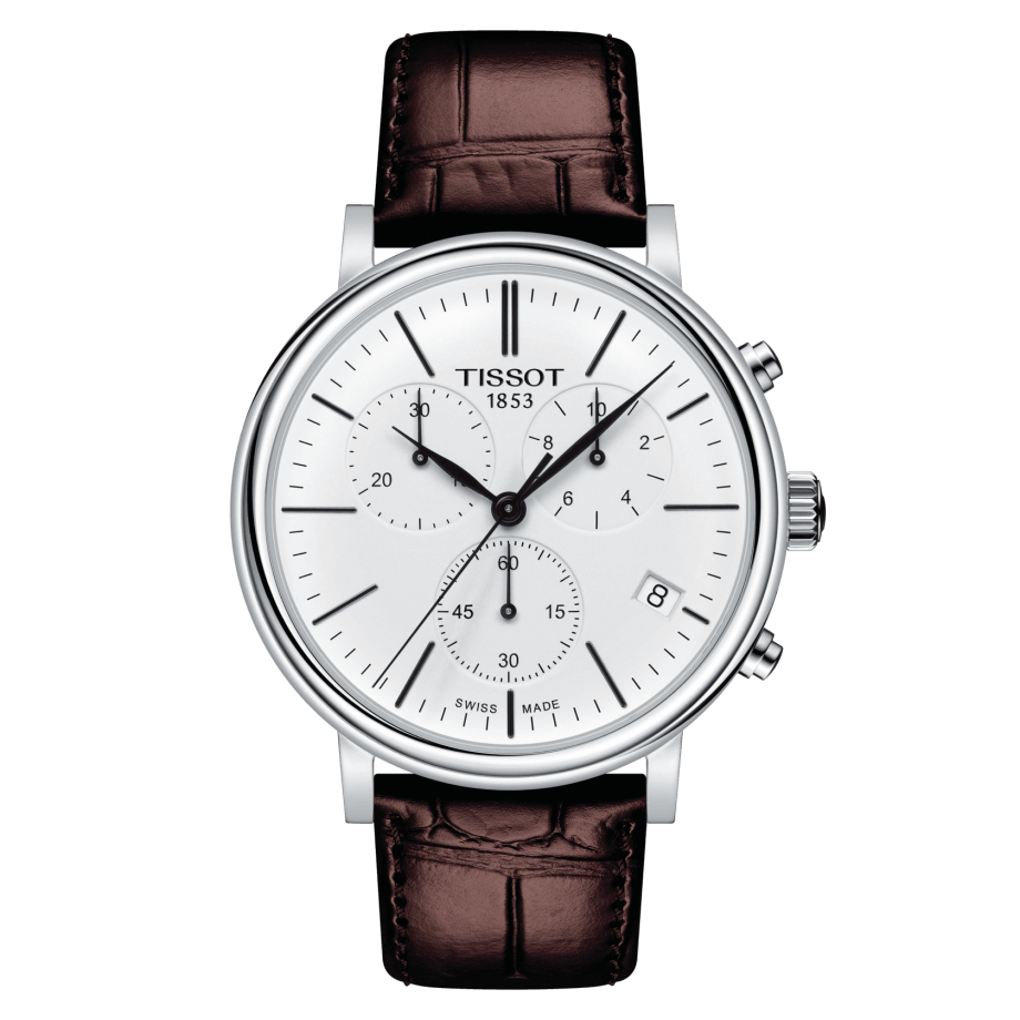 Tissot T122.417.16.011.00 : Carson Premium Chronograph Quartz 41 Stainless Steel / Silver / Strap