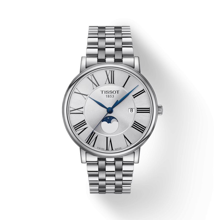 Tissot T122.423.11.033.00 : Carson Premium Gent Moonphase Stainless Steel / Silver / Bracelet