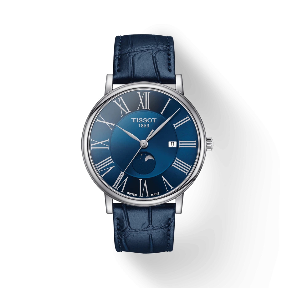 Tissot T122.423.16.043.00 : Carson Premium Gent Moonphase Stainless Steel / Blue