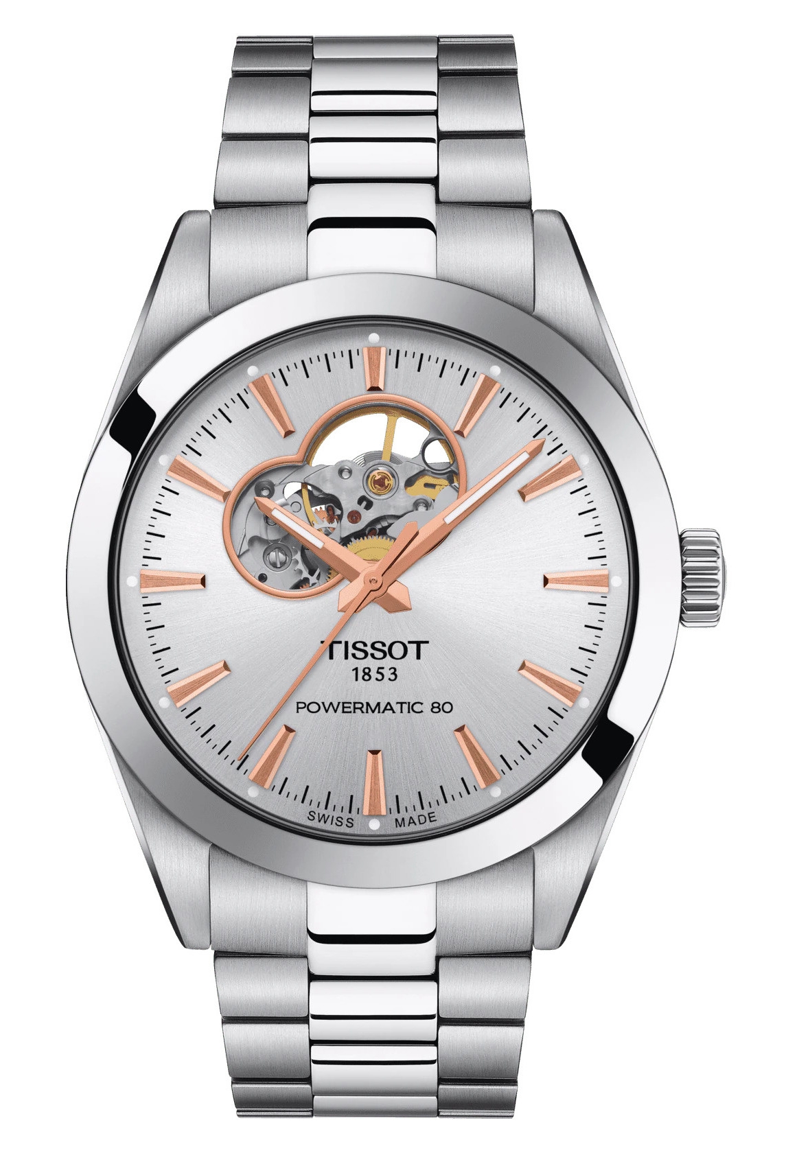 Tissot T127.407.11.031.01 : Gentleman Powermatic Open Heart Stainless Steel / Silver / Bracelet