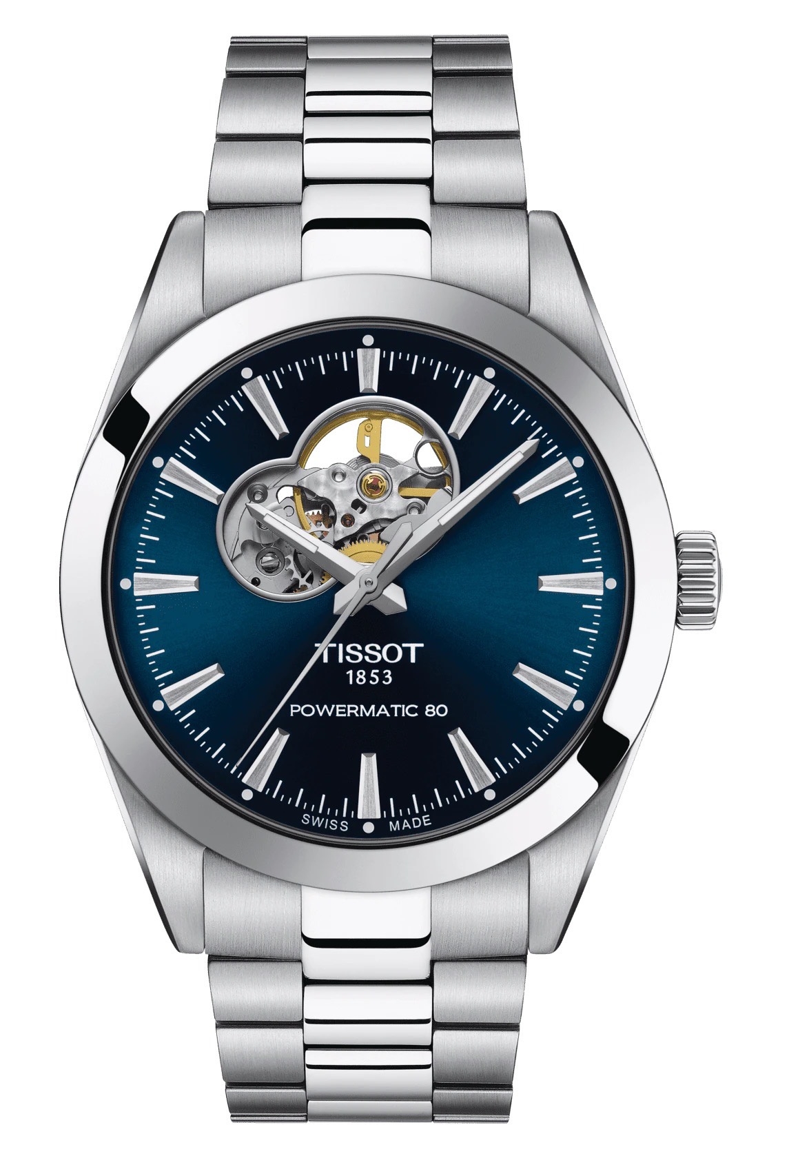 Tissot T127.407.11.041.01 : Gentleman Powermatic Open Heart Stainless Steel / Blue / Bracelet