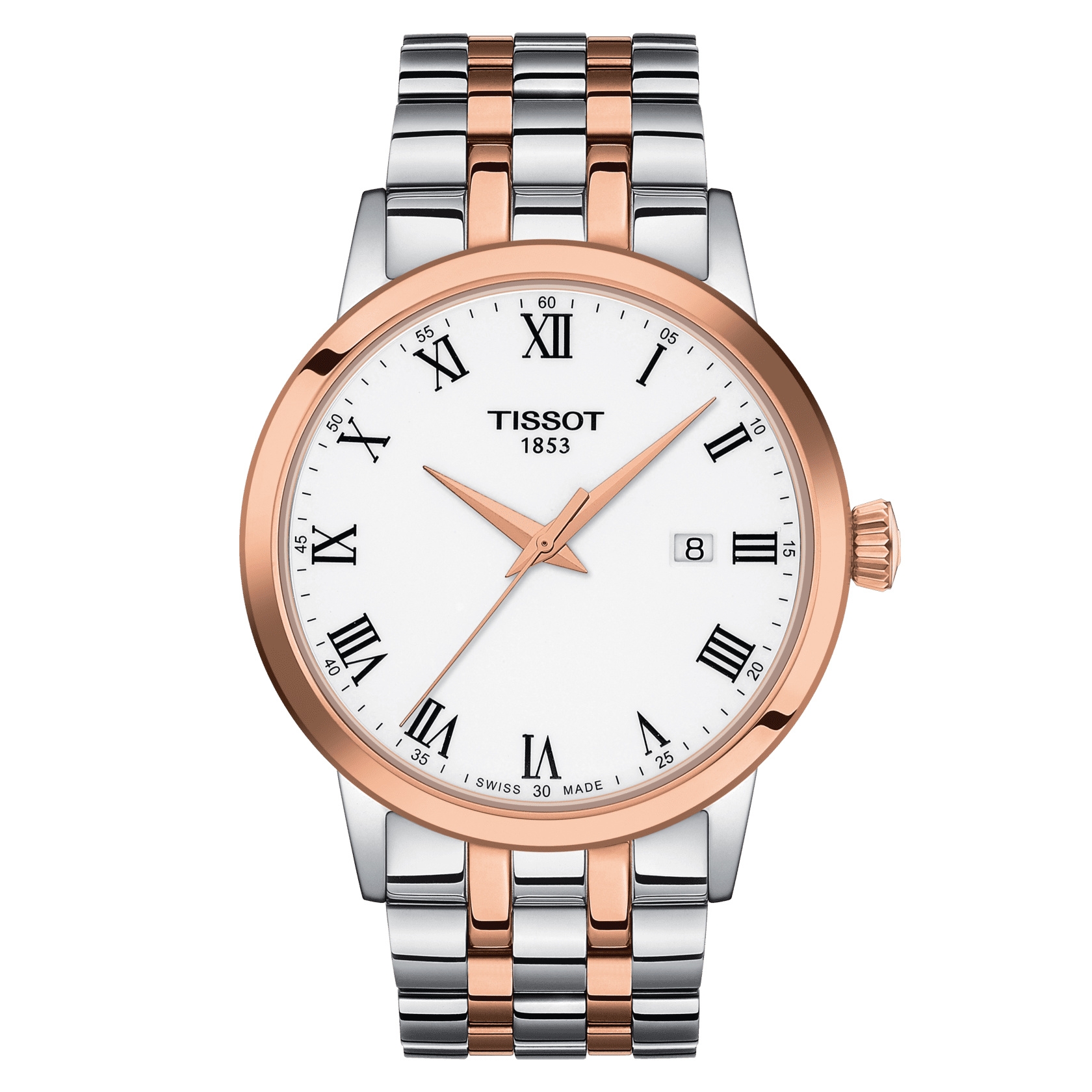 Tissot T129.410.22.013.00 : Dream Quartz 42 Stainless Steel - Rose Gold / White / Bracelet