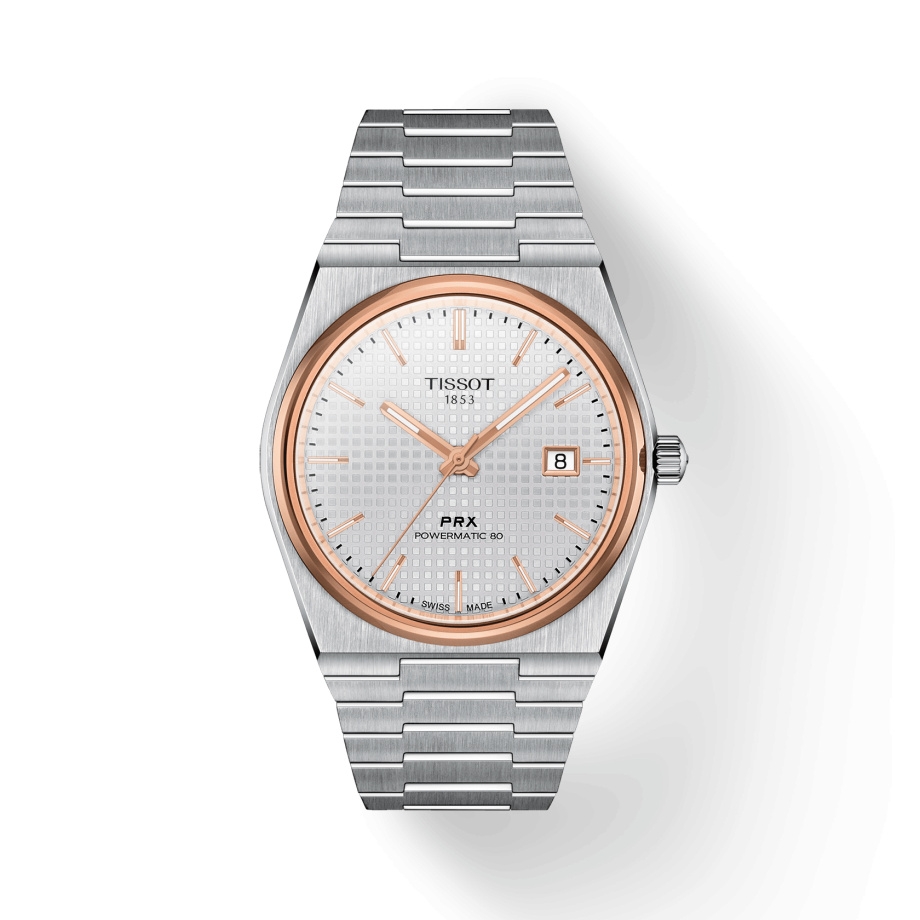 Tissot T137.407.21.031.00 : PRX Powermatic 80 Stainless Steel / Rose Gold PVD / Silver
