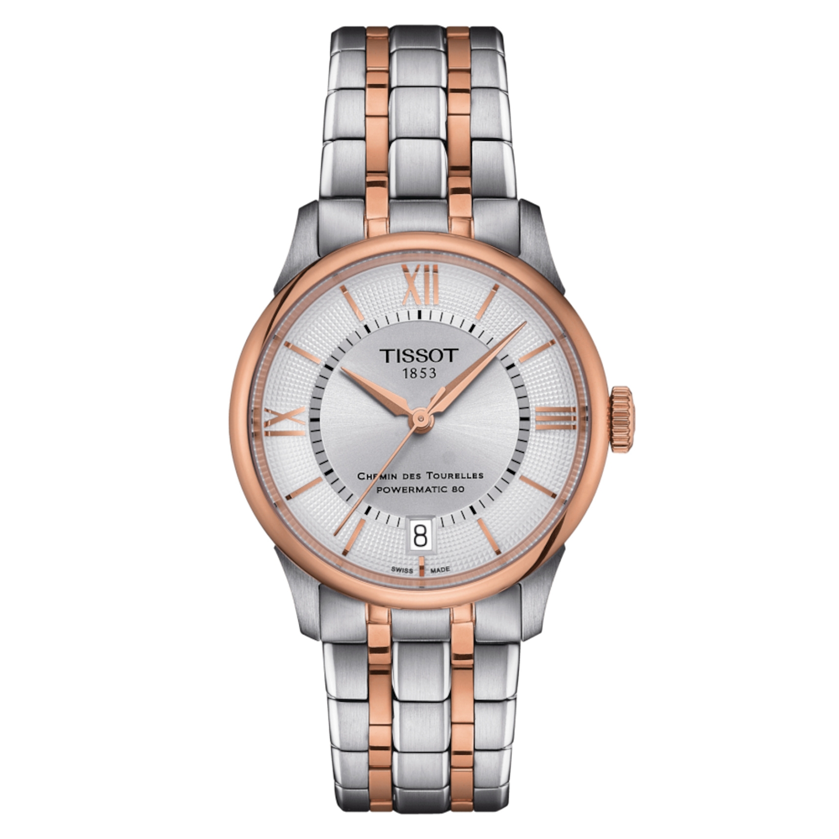 Tissot T139.207.22.038.00 : Chemin Des Tourelles Powermatic 80 34 Stainless Steel - Rose Gold / Silver / Bracelet