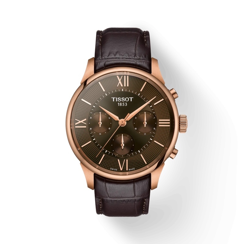 Tissot T139.462.36.298.00 : Chemin Des Tourelles Chronograph Automatic Rose Gold / Brown