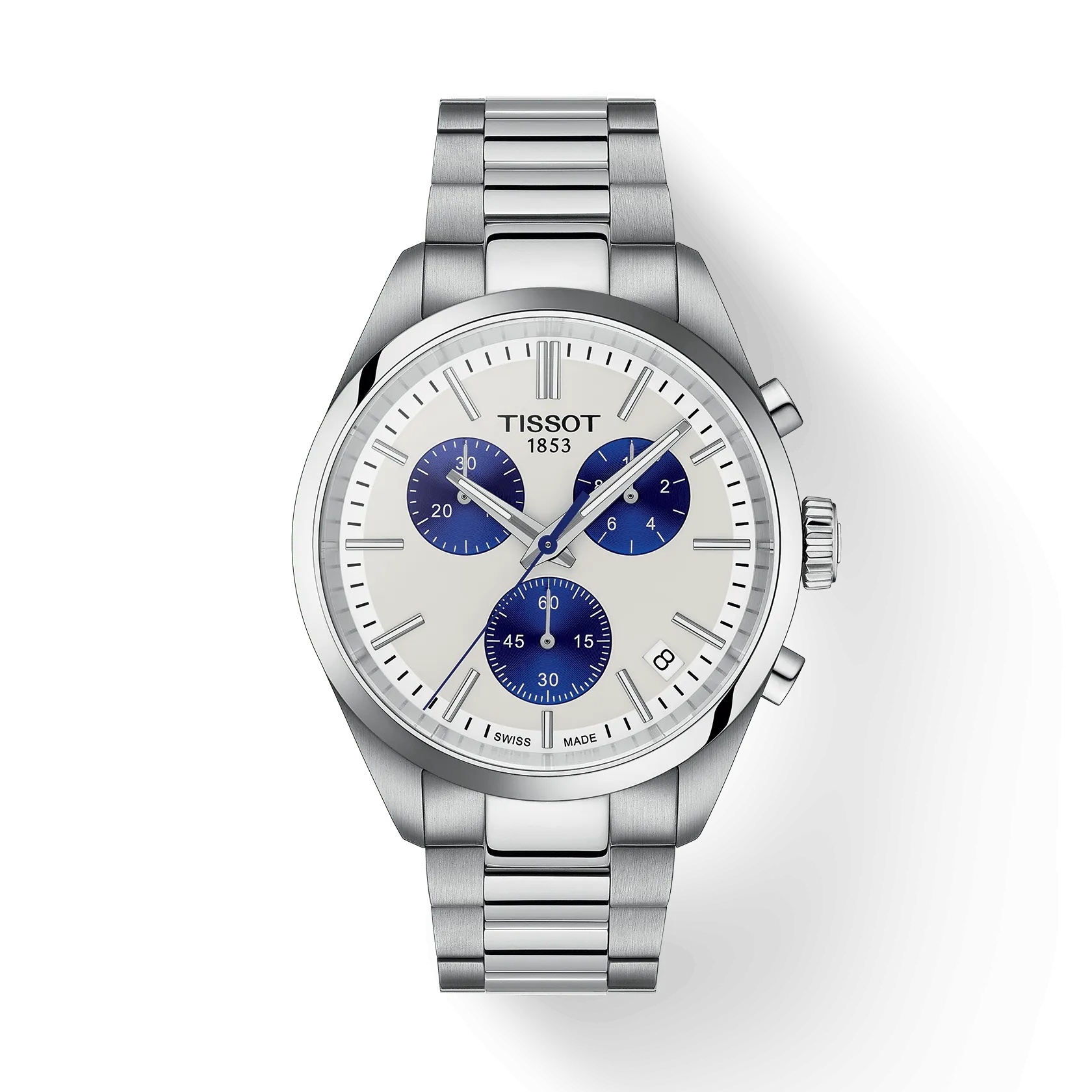 Tissot T150.417.11.011.00 : PR 100 Quartz Chronograph Stainless Steel / Silver - Blue / Bracelet