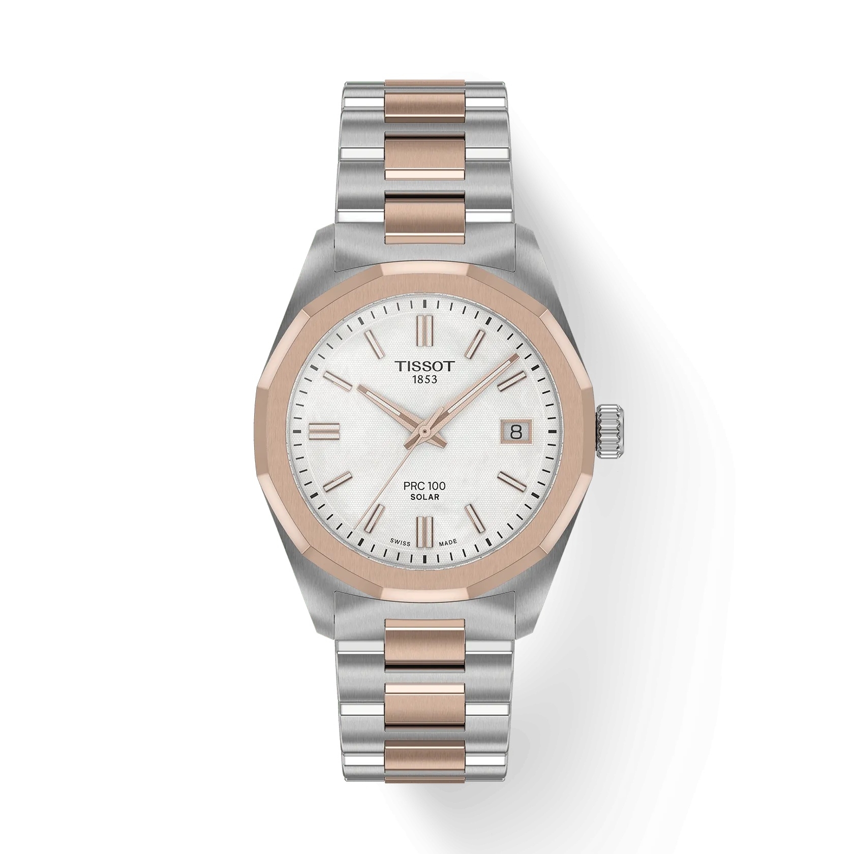 Tissot T151.822.22.111.00 : PRC 100 Solar Quartz 34 Stainless Steel - Rose Gold / MOP / Bracelet