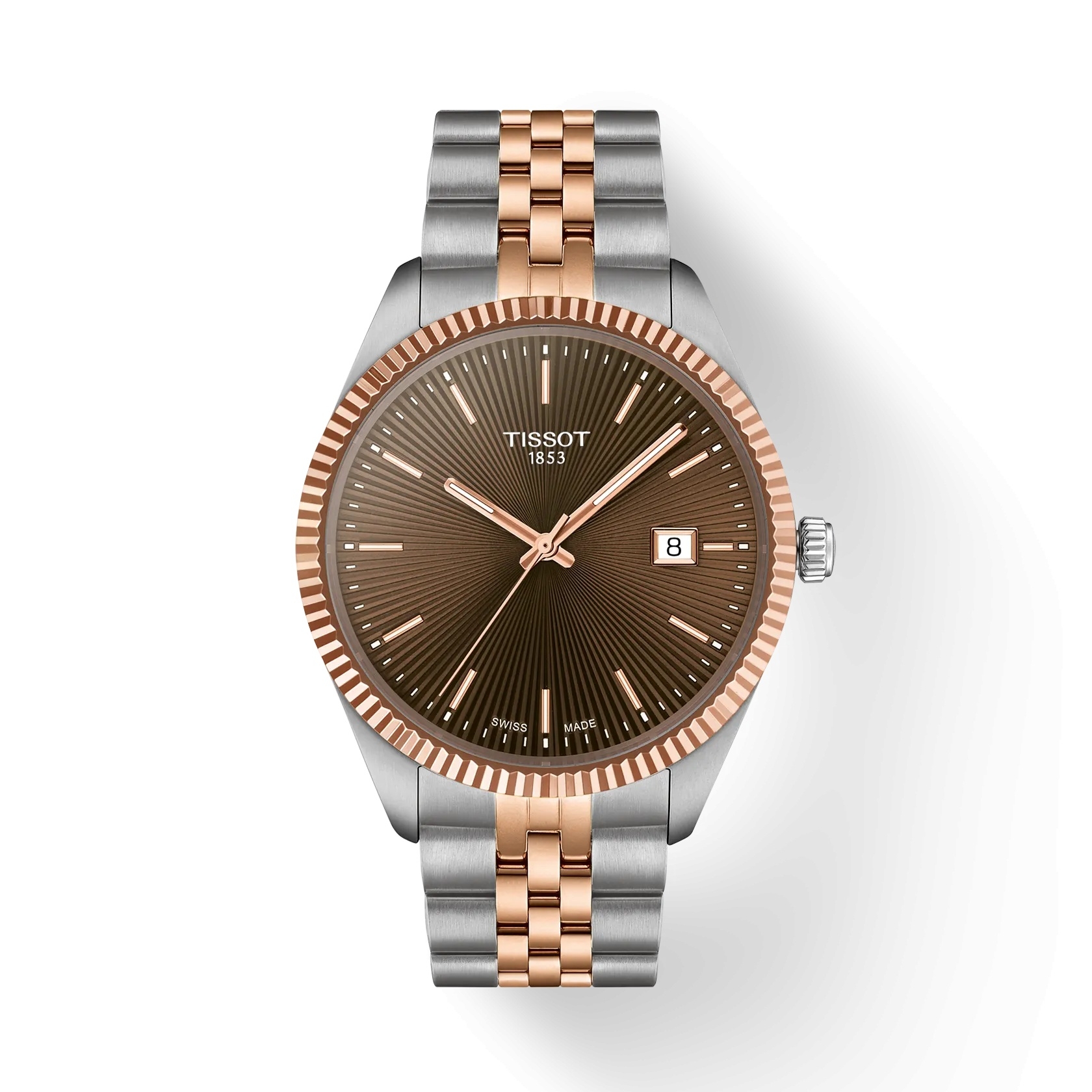 Tissot T156.410.22.291.01 : Ballade 40 Stainless Steel - Rose Gold / Brown / Bracelet