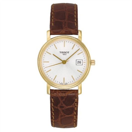 Tissot T52.5.111.31 : Desire Quartz 27 Yellow Gold PVD / Silver / Strap