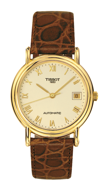 Tissot T71.3.430.23 : Carson Automatic 35.5 Yellow Gold / Champagne / Strap