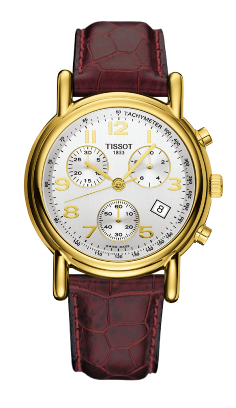 Tissot T71.3.442.32 : Carson Chronograph Quartz 39.7 Yellow Gold / Silver / Strap