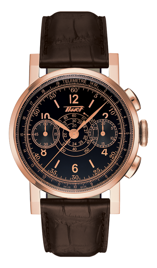 Tissot T904.432.76.057.00 : Heritage Chronograph Pink Gold / Black / Strap
