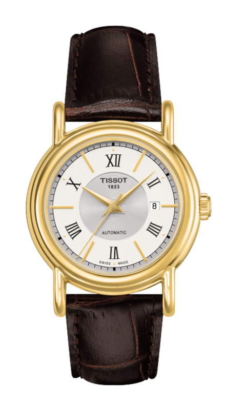 Tissot T907.007.16.038.00 : Carson Automatic 29.7 Yellow Gold / Silver / Strap