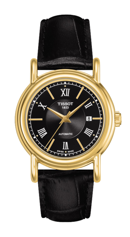 Tissot T907.007.16.058.00 : Carson Automatic 29.7 Yellow Gold / Black / Strap