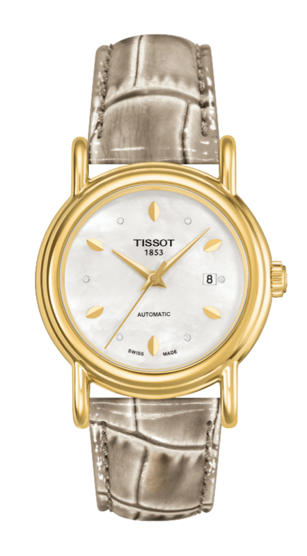 Tissot T907.007.16.106.00 : Carson Automatic 29.7 Yellow Gold / MOP / Alligator
