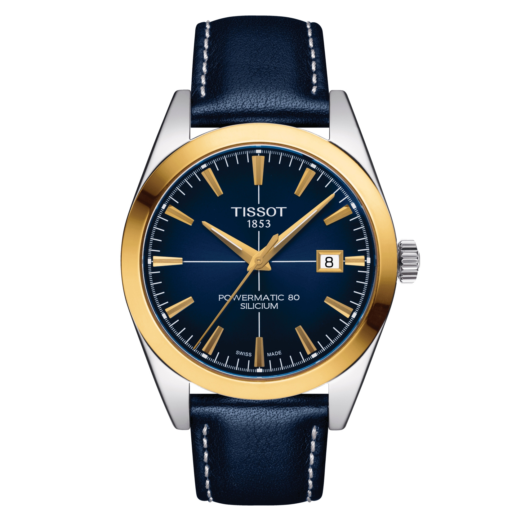 Tissot T927.407.46.041.01 : Gentleman Powermatic Stainless Steel / Yellow Gold / Blue / Strap