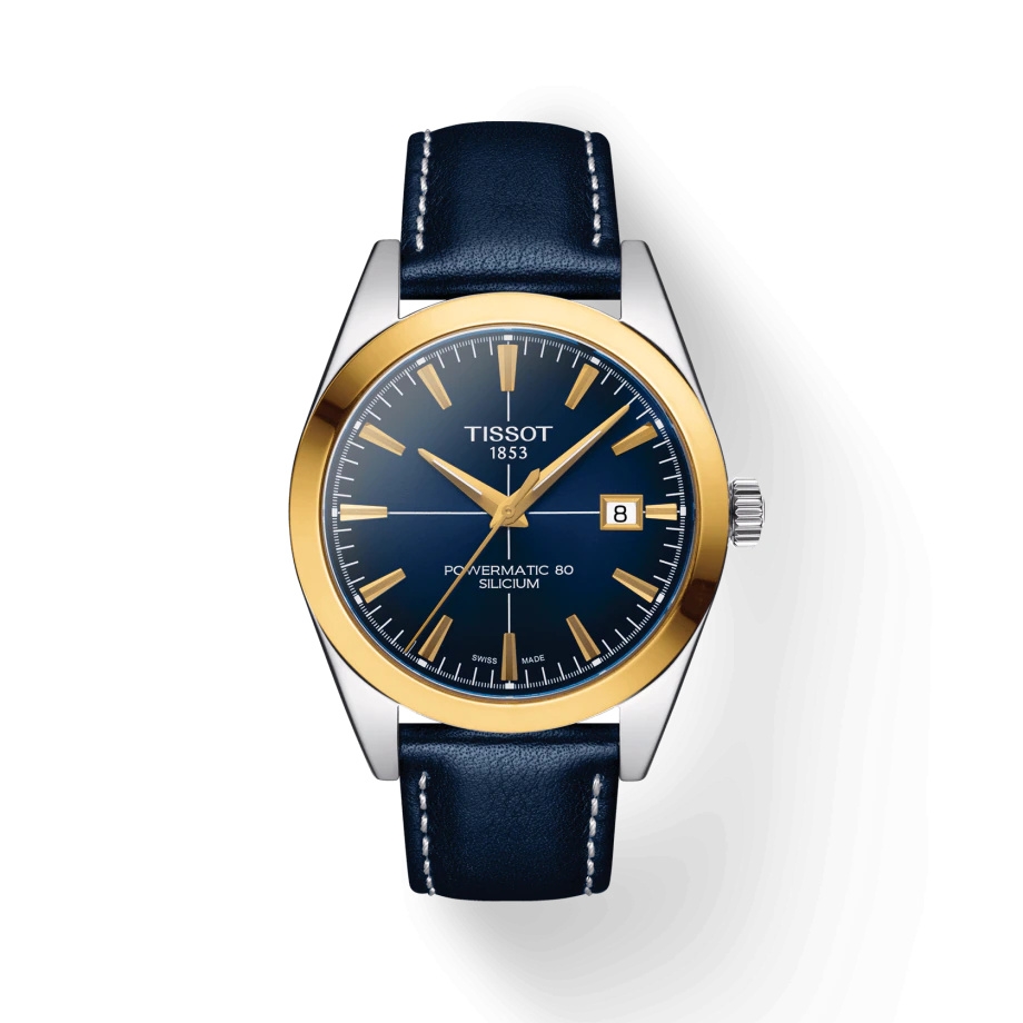 Tissot T927.407.46.041.01TYO : Gentleman Powermatic Stainless Steel / Yellow Gold / Blue / Strap