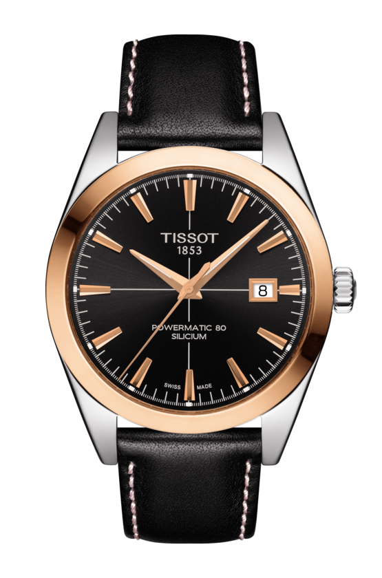 Tissot T927.407.46.051.00 : Gentleman Powermatic Stainless Steel / Red Gold / Brown / Strap