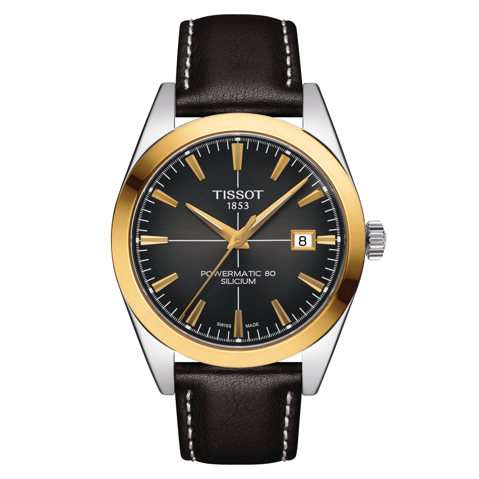 Tissot T927.407.46.061.01 : Gentleman Powermatic Stainless Steel / Yellow Gold / Grey / Strap