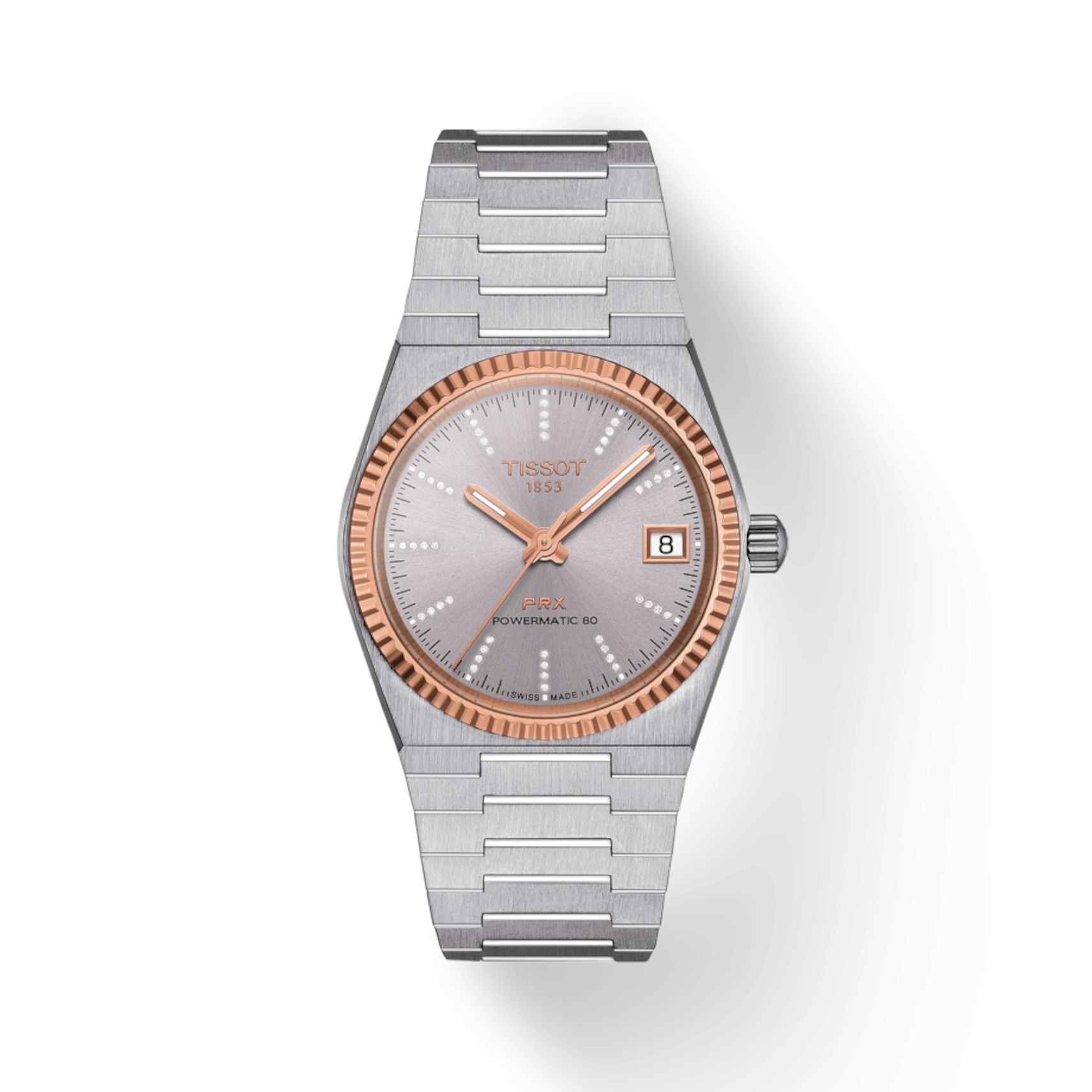Tissot T931.207.41.336.00 : PRX 35 Powermatic 80 Stainless Steel - Rose Gold / Grey - Diamond