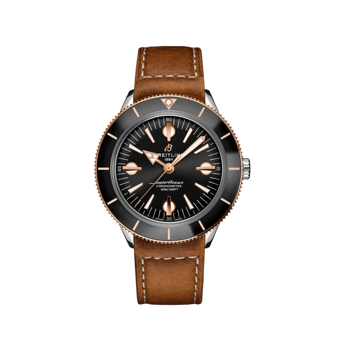 Breitling U10370121B1X1 : Superocean Heritage '57 Stainless Steel / Red Gold / Black / Calf / Pin