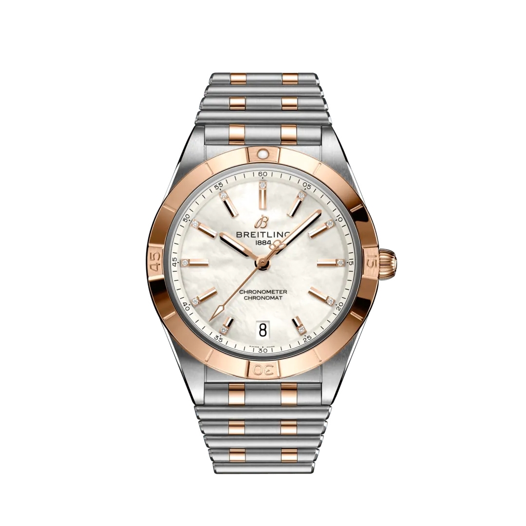 Breitling U10380101A2U1 : Chronomat Automatic 36 Stainless Steel / Red Gold / MOP / Rouleaux