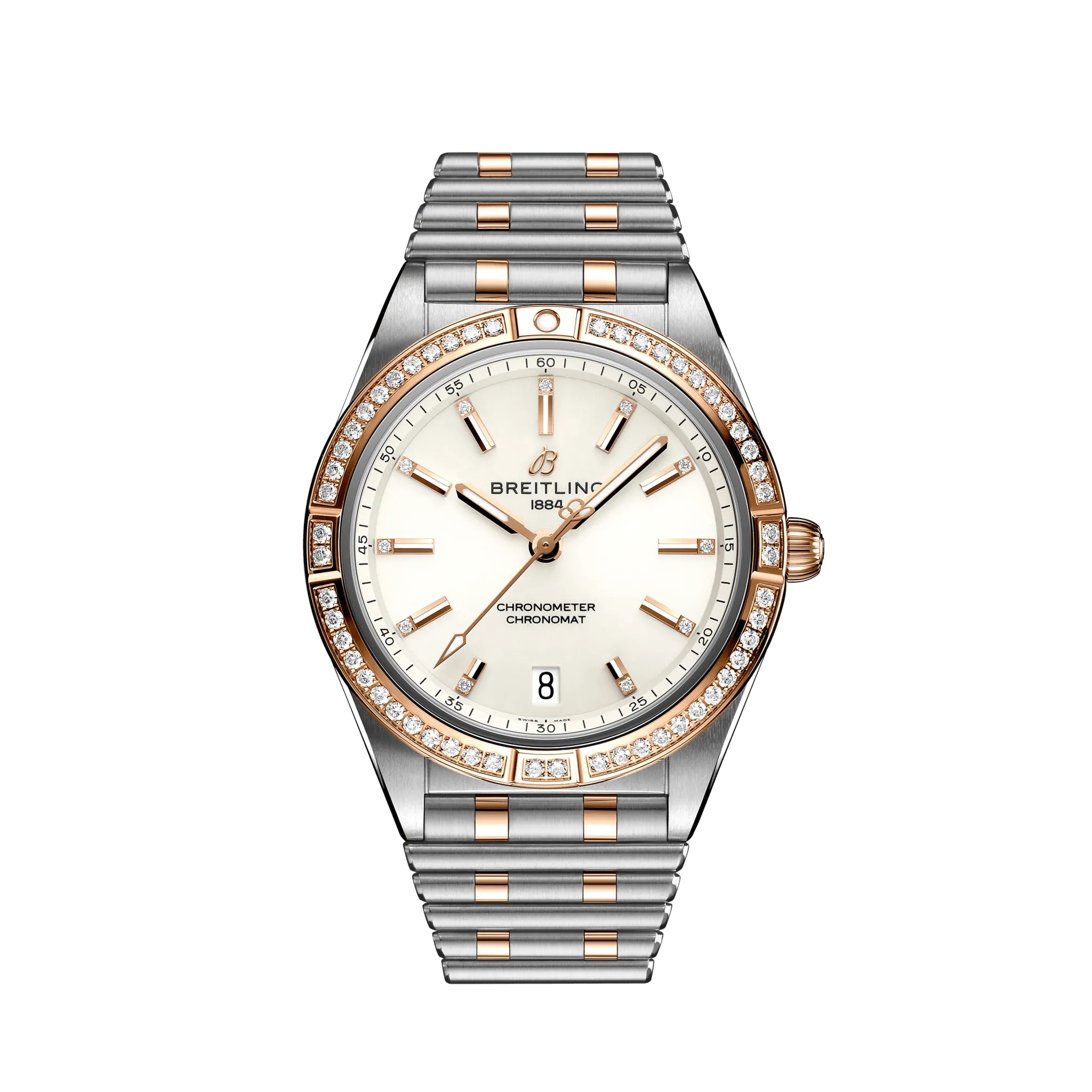 Breitling U10380591A1U1 : Chronomat Automatic 36 Stainless Steel / Red Gold - Diamond / White / Rouleaux
