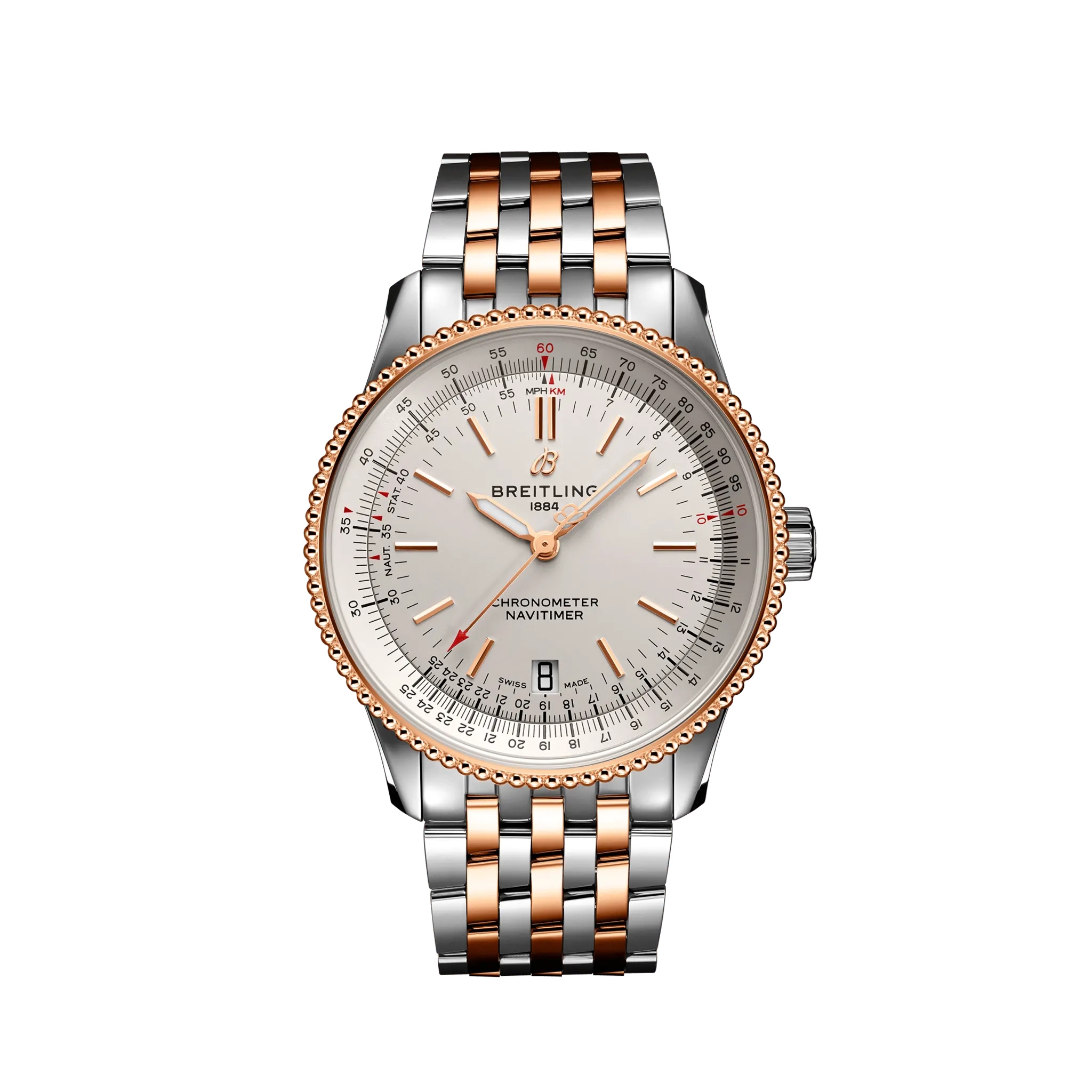 Breitling U17325211G1U1 : Navitimer 1 38 Automatic Stainless Steel / Red Gold / Silver / Bracelet