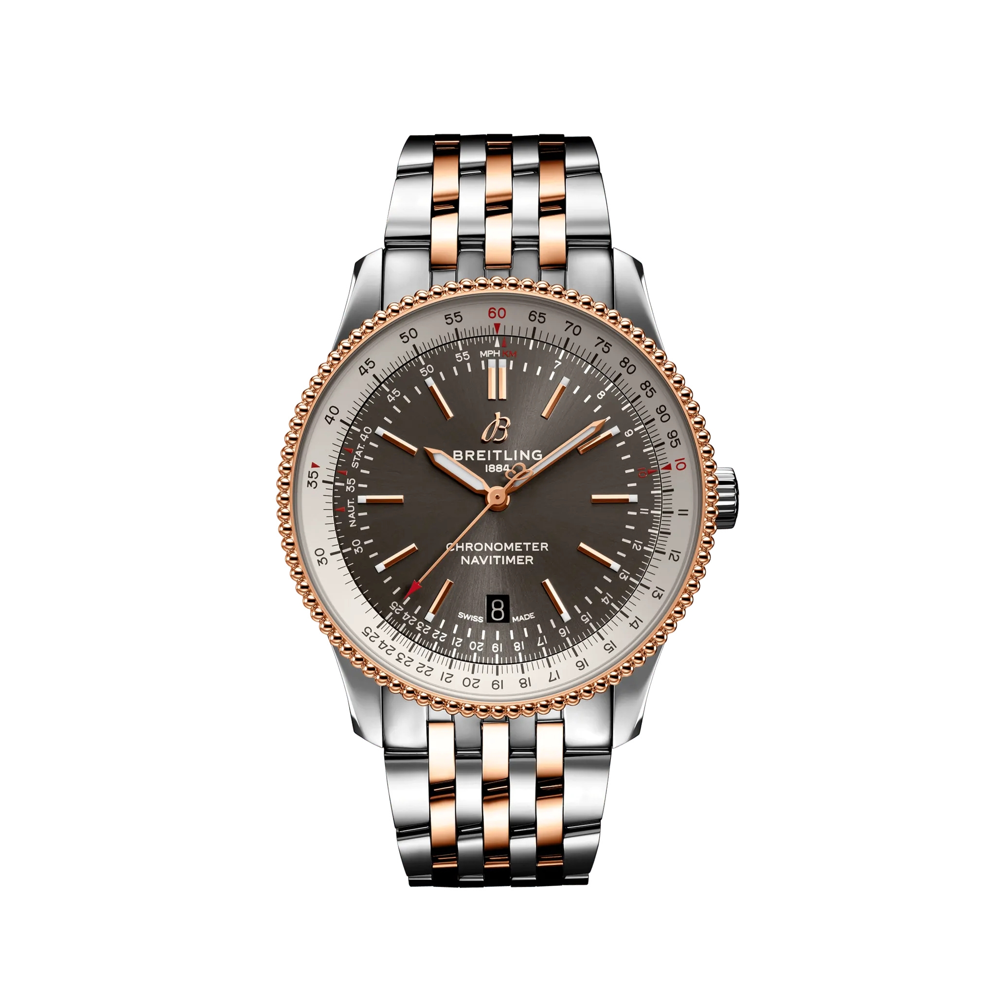 Breitling U17326211M1U1 : Navitimer Automatic 41 Automatic Stainless Steel / Rose Gold / Grey / Bracelet