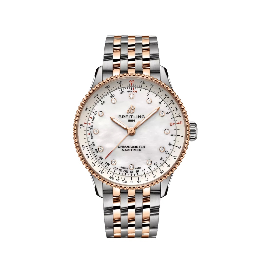 Breitling U17327211A1U1 : Navitimer Automatic 36 Stainless Steel - Red Gold / MOP / Bracelet