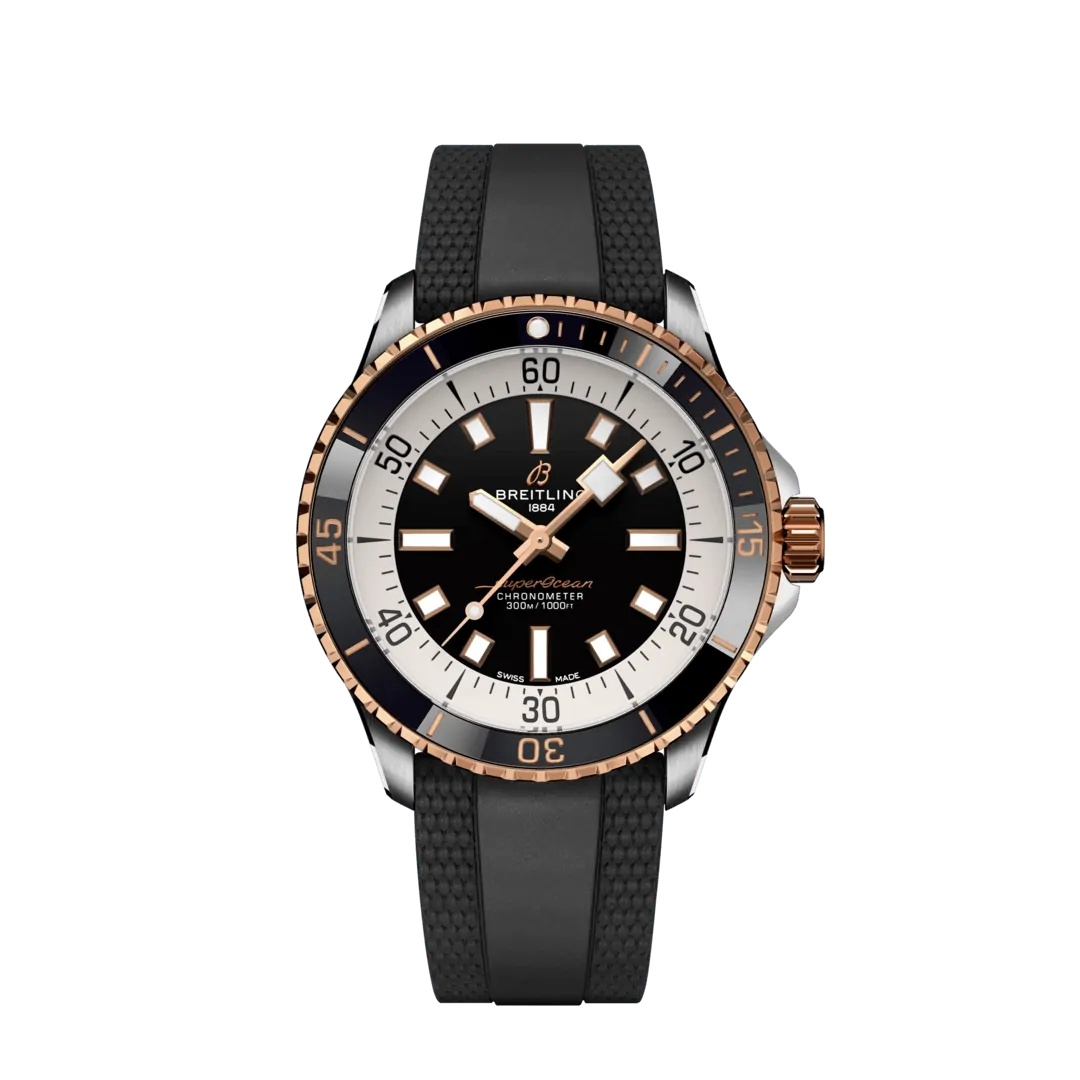 Breitling U17375211B1S1 : SuperOcean Automatic 42 Stainless Steel - Red Gold / Black / Rubber