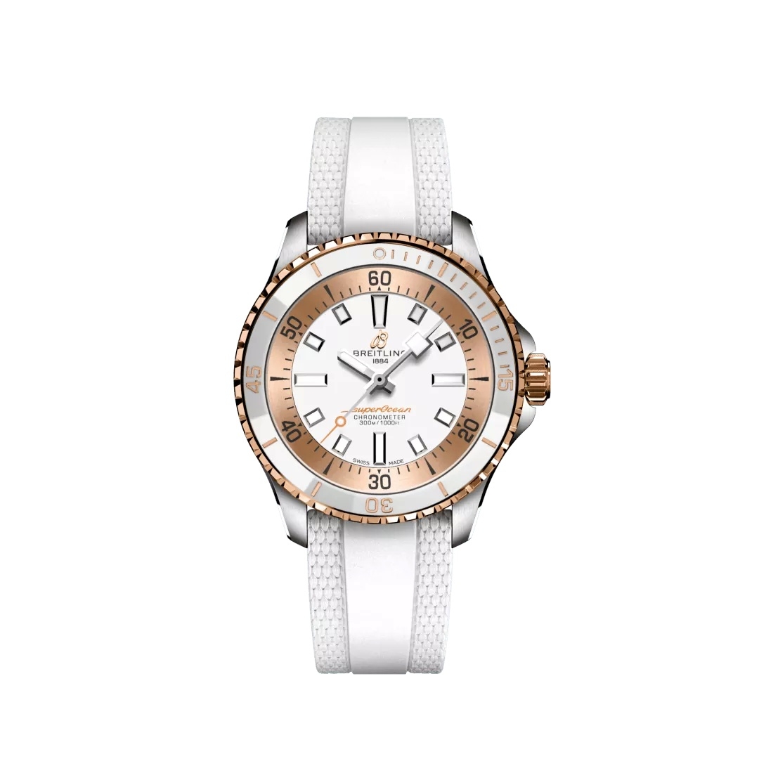 Breitling U173771A1A1S1 : SuperOcean Automatic 36 Stainless Steel - Red Gold / White / USA