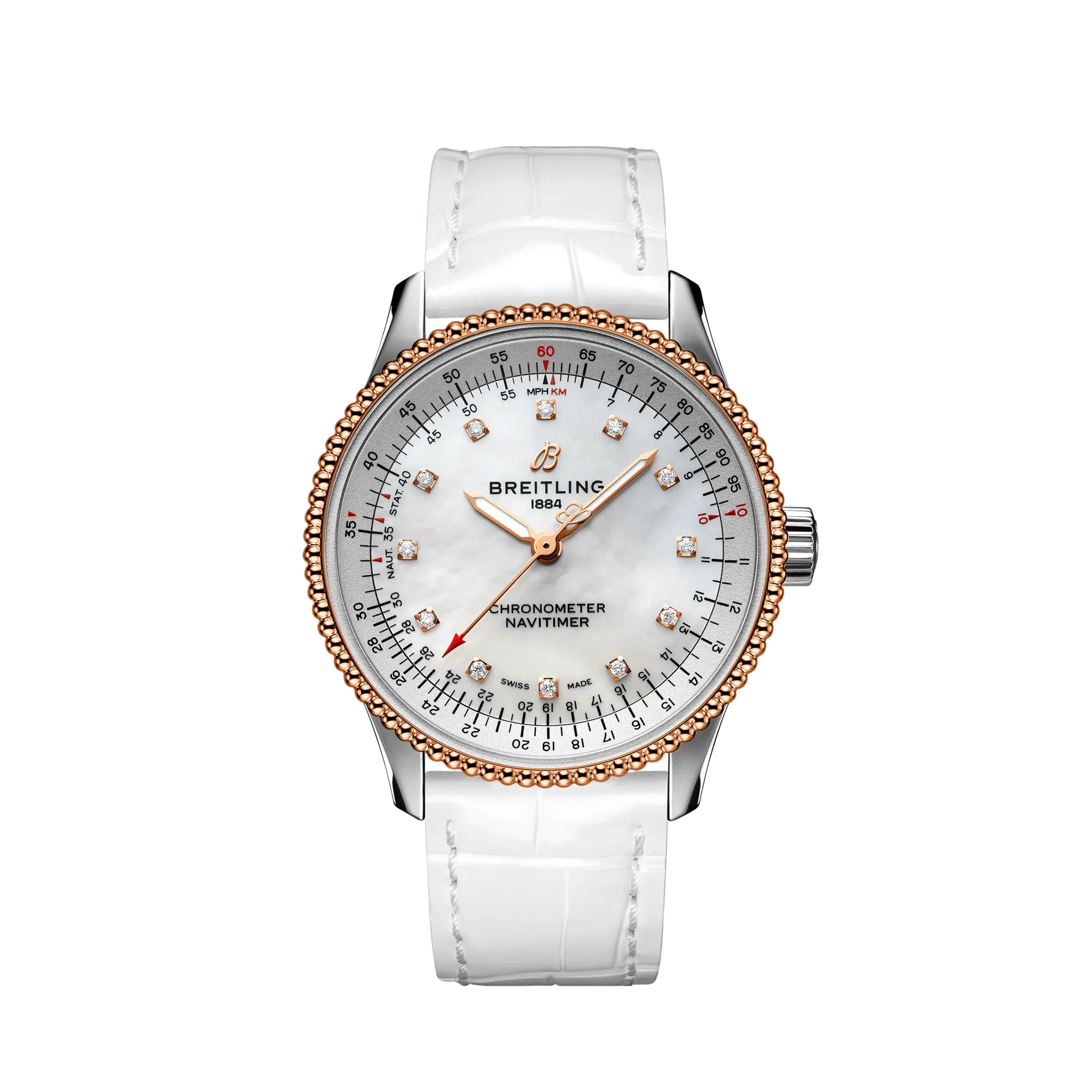 Breitling U17395211A1P3 : Navitimer 1 35 Automatic Stainless Steel / Red Gold / MOP / Croco / Pin