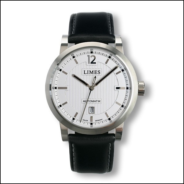 Limes U6017-LA1.1 : Chyros Automatic - Silvered / black leather strap
